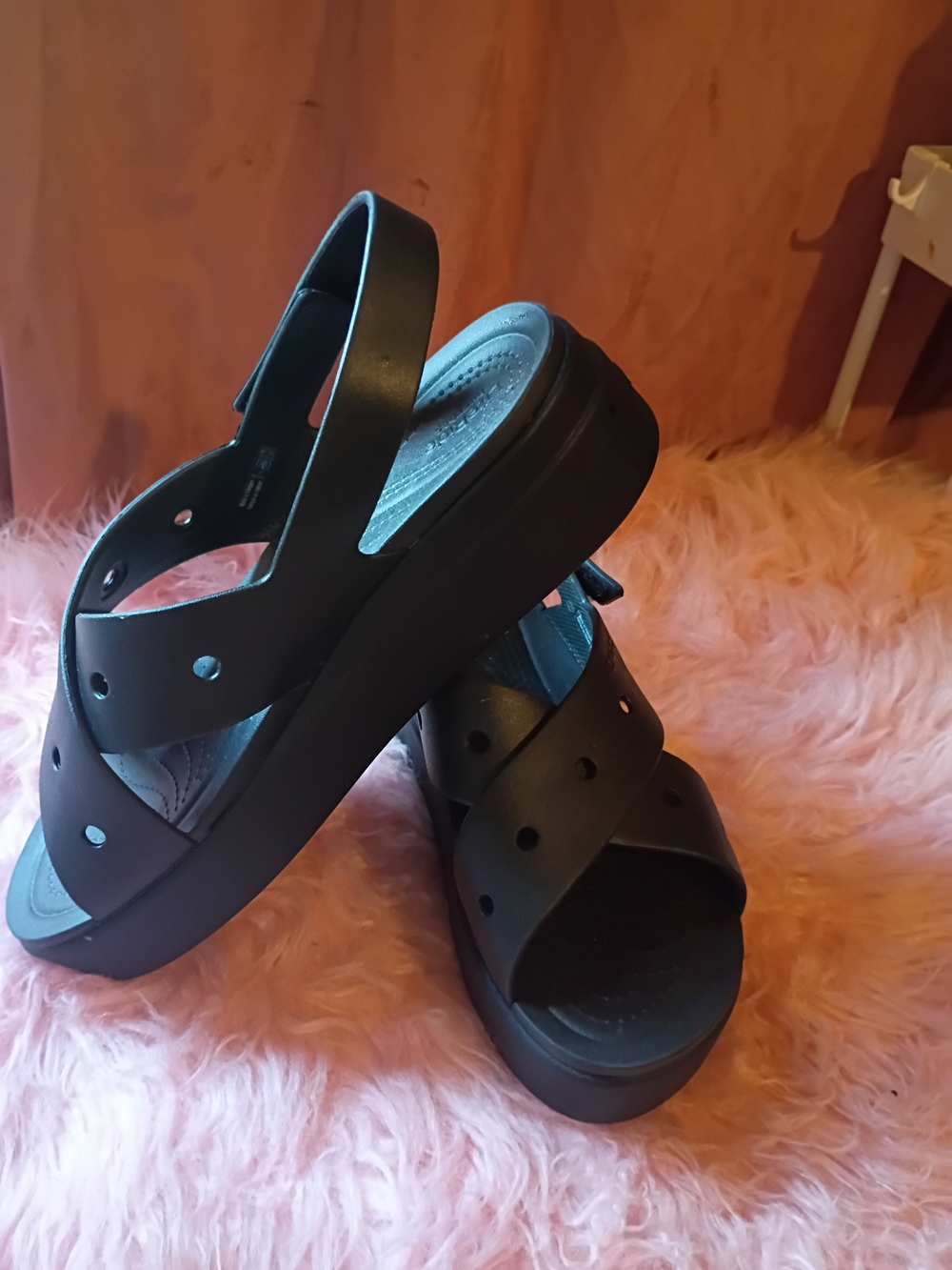 CROCS Black Platform Slide Sandals for Women
